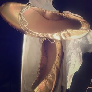 Size 11 Jcrew gold leather ballet flats